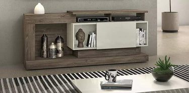 Rack Aparador Para Tv O Audio Con Ruedas Living Comedor Color Marrón oscuro - Tienda Universo